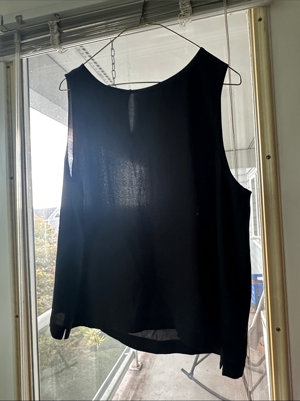 Eileen Fisher Black Sleeveless Silk Shell